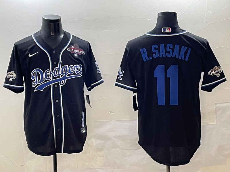 Men Los Angeles Dodgers #11 R.Sasaki Black Fashion Game 2025 Nike MLB Jersey style 3062